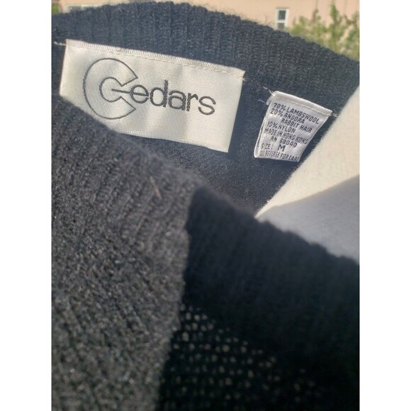 Vtg Cedars M Lambswool Angora Black Sweater Beads Pearls Sequins Ugly Christmas - Picture 5 of 12